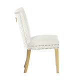 Eva 2 Piece Gold Legs Dining Chairs Finished with Velvet Fabric in Beige B00960895