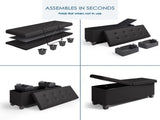 Ottoman with Storage Bench, 43-inch Storage Ottoman, Leather, Black 42966149