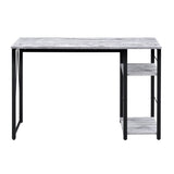 ZUN Antique White and Black 2-Shelf Rectangular Writing Desk B062P184547