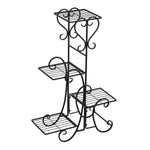 ZUN 4 Potted Square Flower Metal Shelves Plant Pot Stand Decoration for Indoor Outdoor Garden Black 34517195