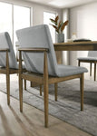 ZUN Natural Tone Frame Light Gray Fabric Set of 2pc Side Chairs Dining Room Furniture Chair Upholstered B011P196967