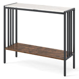 Modern Industrial Console Table - 2-Tier Design, Sintered Stone Tabletop with Anti-Slip Bumpers, 95020165