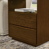 Mid Century Modern Nightstand with Charging Station & Outlet Hole & 2 Solid Wood Drawers, Louver W1801P303385