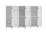 6-Panel Louvered Folding Privacy Screen, Portable Wooden Partition for Room Separation, Home, 00450088