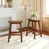 Farmhouse Rustic 2-piece Counter Height Wood Kitchen Dining Stools for Small Places, Walnut 33473961