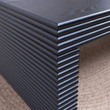 47.6" Modern Black Ribbed Coffee Table Rectangular Low Profile Center Table for Living Room W2729P309446