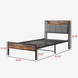 Twin Size Bed Frame, Storage Headboard with Charging Station, Solid and Stable, Noise Free, No Box 75440206