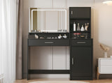 Vanity Desk with Mirror and LED Light Strip,Dressing Table with Large Drawer, 3 Level Storage W2386P389996