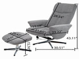 Swivel chenille Recliner with Ottoman Chair Modern Armchair Ergonomic Push Manual Reclining Footrest W1622P460966