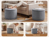 7.7 Gallon Round Storage Ottoman Foot Rest with Acacia Wood Frame, 400LBS Load Capacity Footstool 46931737