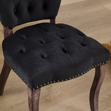 French Vintage Tufted Upholstered Fabric Dining Chair,Set of 2,Black,SW1869BK W1143P214542