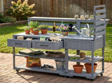 (With Assembly Video) 62.3'' Patio Kitchen Island Solid Wood Kitchen Cart with Stainless N717P417963E