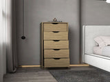 Dresser 42"H, 5 Drawers , Slim Storage Chest of Drawers, Natural Oak B097P350317