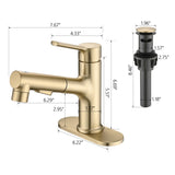 Bathroom Faucet with Pull Out Sprayer, Single Handle Modern Bathroom Basin Faucet with Pop-up W1224P290215