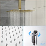 Dual Shower Head - 16 Inch Ceiling Mount Square Shower System with Rough-in Valve, Gold W124381758