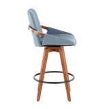 Cosmo Mid-Century Counter Stool in Walnut and Blue Noise Fabric by LumiSource B202P221845