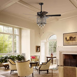 ZUN 52'' Classical Crystal Ceiling Fan Lamp,3 Speed , 5 Reversible Blades for Living Room, Dining Room, W1592P181990