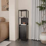 A 52-foot-tall black linen tower bamboo storage cabinet, suitable for main living spaces such as W2207P327623