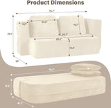 Convertible Sofa Bed with Blanket, Boneless Cloud Couch Queen Scott Fabric for Living Room Bedroom, 40160408
