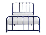 Metal Bed Blue Finish Twin Platform Bed 1pc, Bed in a Box B011P265592
