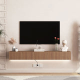 Floating TV Stand Wall Mounted with 16 Color LEDs,69" Modern TV Stand, Floating TV Cabinet W1321P289278