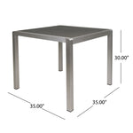 ZUN Outdoor Dining Table - Anodized Aluminum - Wicker Table Top - Square - Silver and Gray - 35" 64420.00