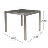 ZUN Outdoor Dining Table - Anodized Aluminum - Wicker Table Top - Square - Silver and Gray - 35" 64420.00