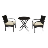 ZUN Outdoor Dining Set 3Pcs Bistro Set, 2 - Person Round 63042.00MBRN