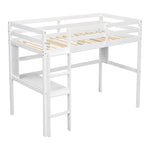 ZUN Twin Size Loft Bed with desk and shelves, Safety Guardrail and ladder,White W504P181854