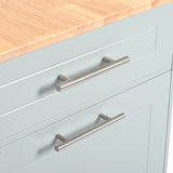 K&K Fluted Kitchen Island with Trash Can Storage Cabinet, Power Outlet, Internal Storage Rack, N707P221571G