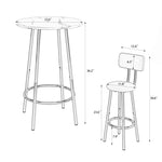 ZUN Bar table, equipped with 2 bar stools , with backrest and partition W57868876