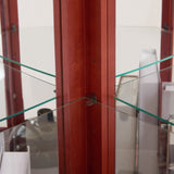 Lighted Corner Curio Cabinet with Tempered Glass Doors & Shelves - Elegant Cherry Display Case with W1758P294650