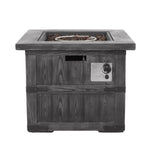 ZUN Outdoor Patio 24.5" H x 30" W Square Gas Burning Concrete Fire Pit - 40, 000 BTU, Fire Pit Table 69895128