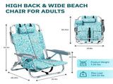 1 PCS Aluminum Beach Chair, 8.5 Inch Seat Height Teal Tribal Pattern, Adjustable Folding Chair with 78014252