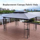 13x10 Ft Patio Double Roof Gazebo Replacement Canopy Top Fabric, Gray W41941992