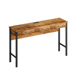 3-Drawer Long Dining Table Set with Power Outlets, Bar Kitchen Table Set with Circular PU Stools, W757134229