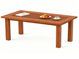 35.5" x 18" x 17" Rectangular Wooden Patio Coffee Table, Heavy Duty 130LBS Capacity Slatted Top 42220125