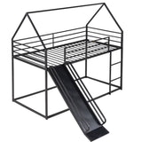 Twin over Twin House Bunk Bed with Ladder and Slide,Black WF283081AAB