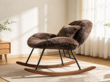 25.59"W x 33.66"D x 29.53"H Indoor Plush Rocking Chair, Soft Fluffy Lounge Rocker with Black Metal 00955809