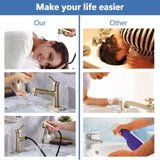 Bathroom Faucet with Pull Out Sprayer, Single Handle Modern Bathroom Basin Faucet with Pop-up W1224P290215