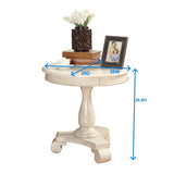 ZUN Rene Round Wood Pedestal Side Table, Teal T2574P164764