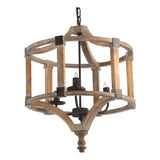 3 - Light Wood Drum Chandelier, Hanging Light Fixture with Adjustable Chain for Kitchen Dining Room W2078137925