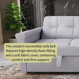 2-SEATER CONVERTIBLE VELVET LOVESEAT SOFA BED GRAY PULL-OUT SLEEPER COUCH WITH SIDE POCKET, W1867P315755
