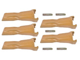 5 Pack V23SYL Dirt Teeth V Style Bucket Tooth with V23PN Flex Pins Yellow Fit for Backhoe Loader 60942739