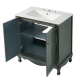 30" Vintage Bathroom Vanity with Rectangle Ceramic Sink, Bathroom Vanity Cabinet with Antique N817P245316B