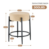 Mid-Century Modern Chair Set of 4 - 23.6" Backless Kitchen Stools with Beige Boucle Upholstery & T3661P338512