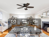 32 Inch LowProfile Flush Mount Fan with LED Light, Remote Control, 5Blade Reversible W3816P585861