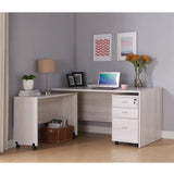 ZUN Mobile Three Drawer File Cabinet, Storage Office Cabinet with Lock in White Oak B107131304