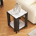 ZUN 2-Tier Side Table, Faur Marbling End Table, Narrow Side Table with Storage Shelves, Modern Design W1765P143345