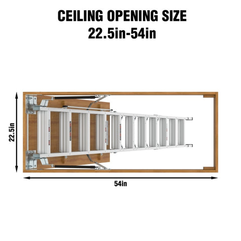 ZUN Aluminum Attic Ladder 350-pound Capacity 22 1/2" x 54" Opening 7-10ft Ceiling W2529P160488